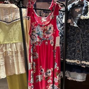 NWT Emerald Floral Babyydoll Dress w/ Tie Straps